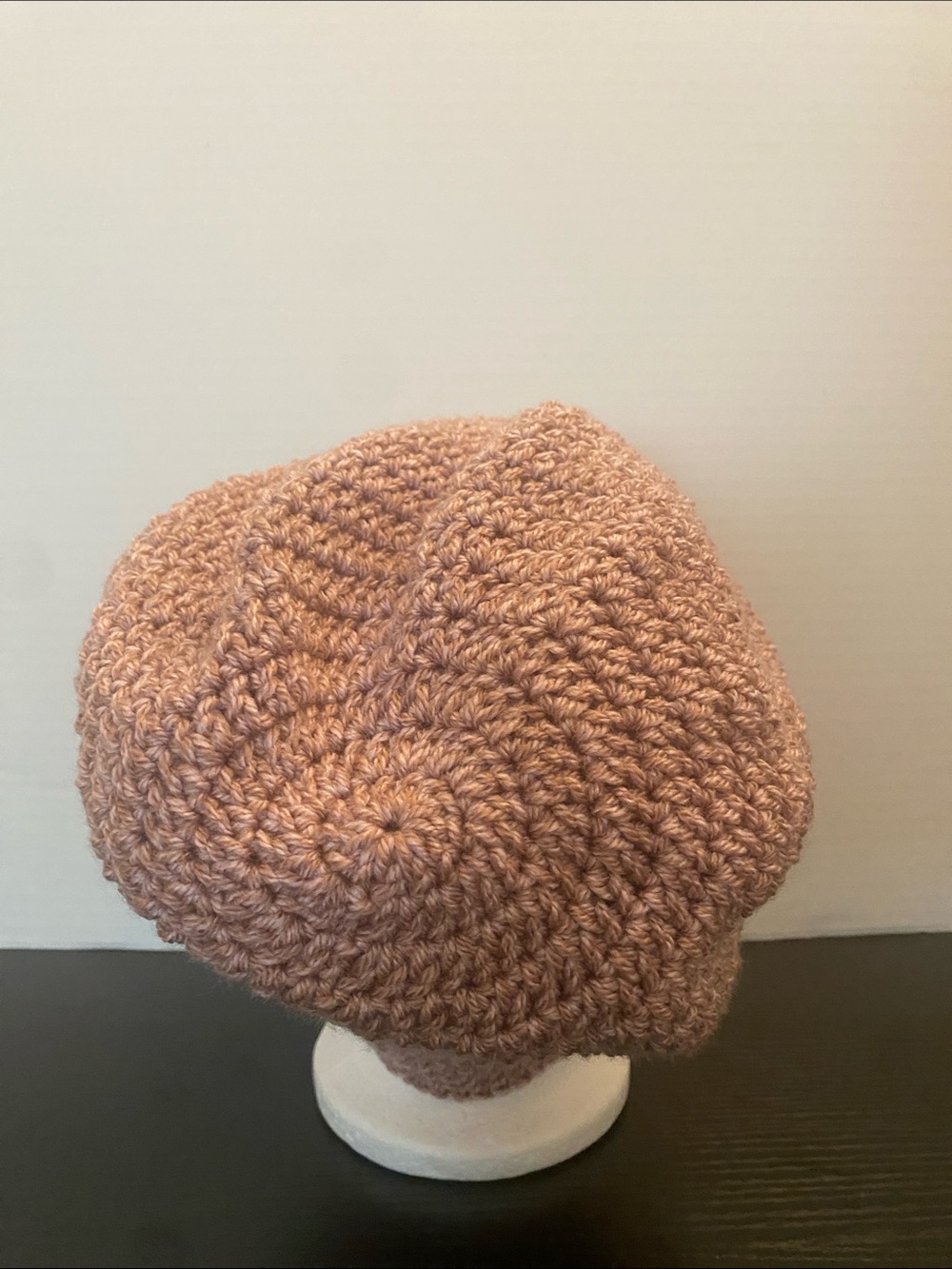 Women's Crochet Slouch Beanie - Blush Pink - Picture 3 of 8